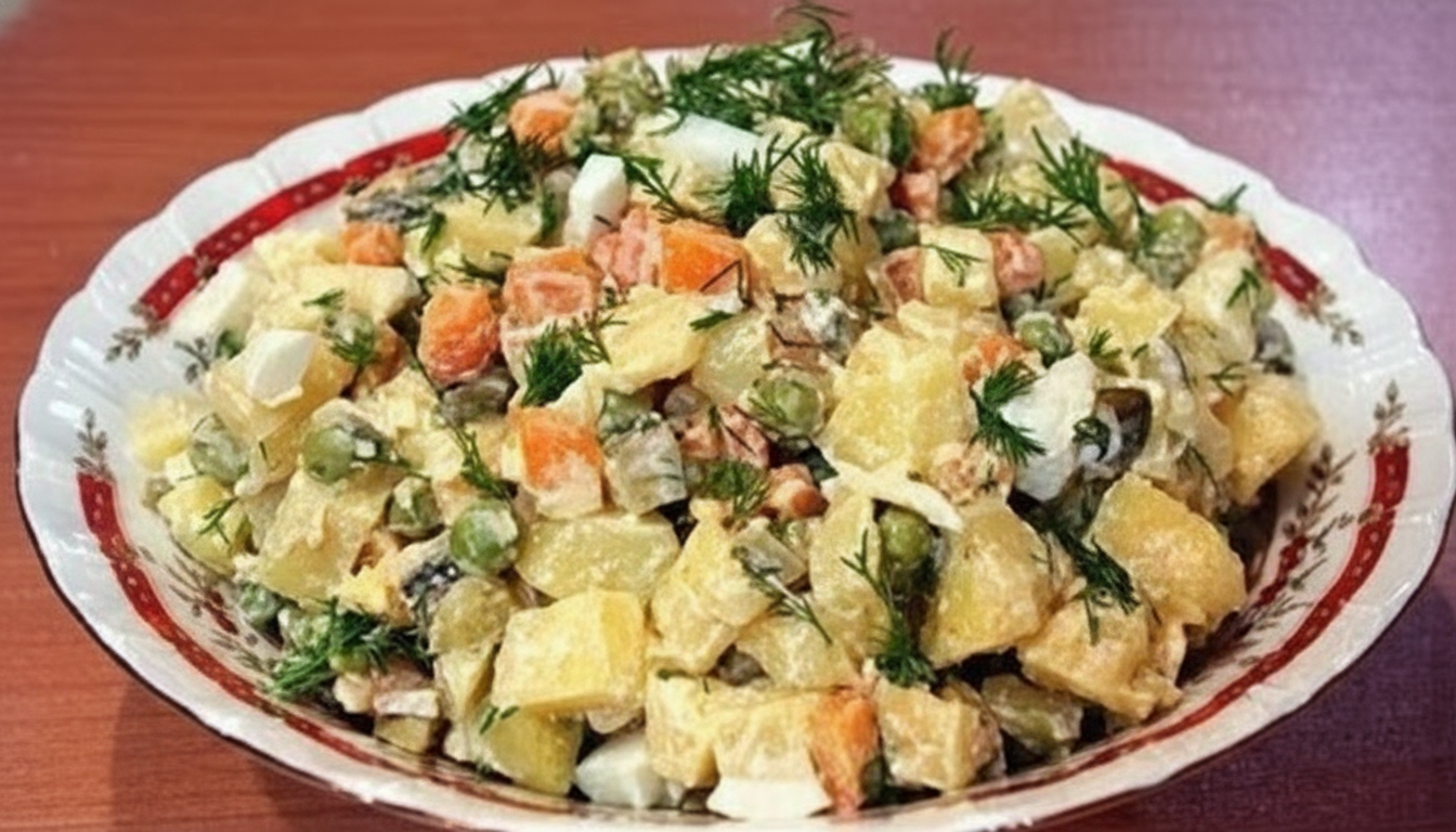 سالاد سیب زمینی و مرغ با سس ماست