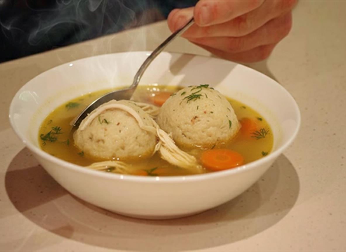 سوپ مرغ با کوفته های ماتزو