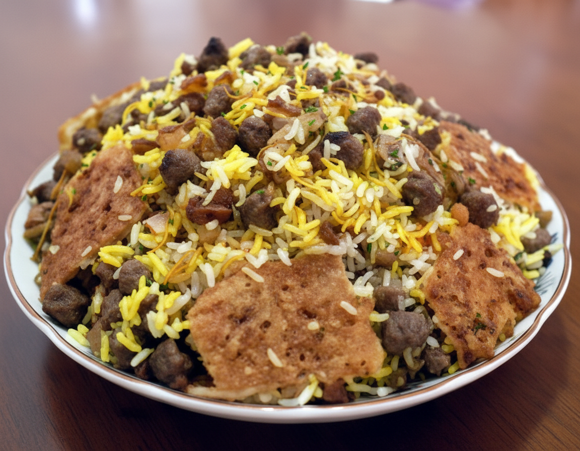 عدس پلو و بادمجان