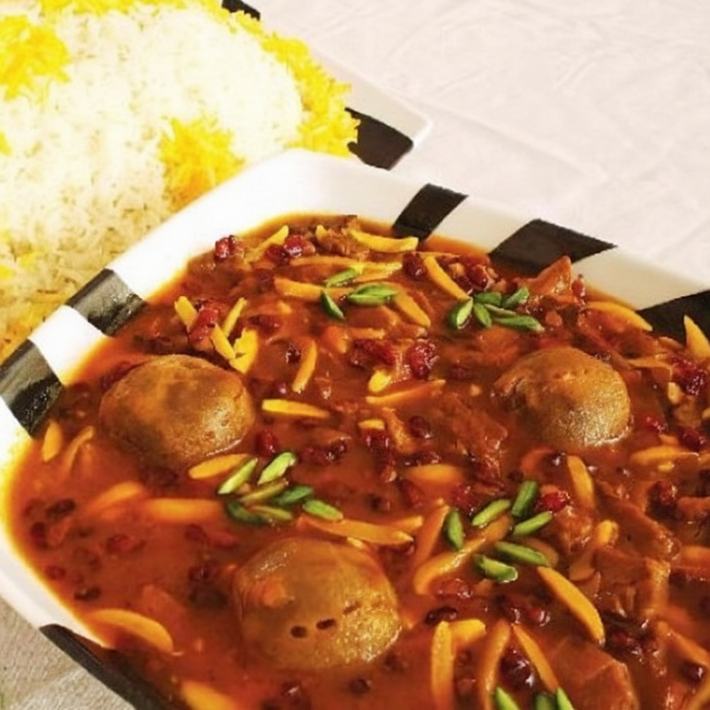 خورشت قیمه خلال و زرشک