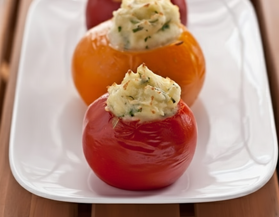 گوجهفرنگی شکمپر با پوره سیبزمینی