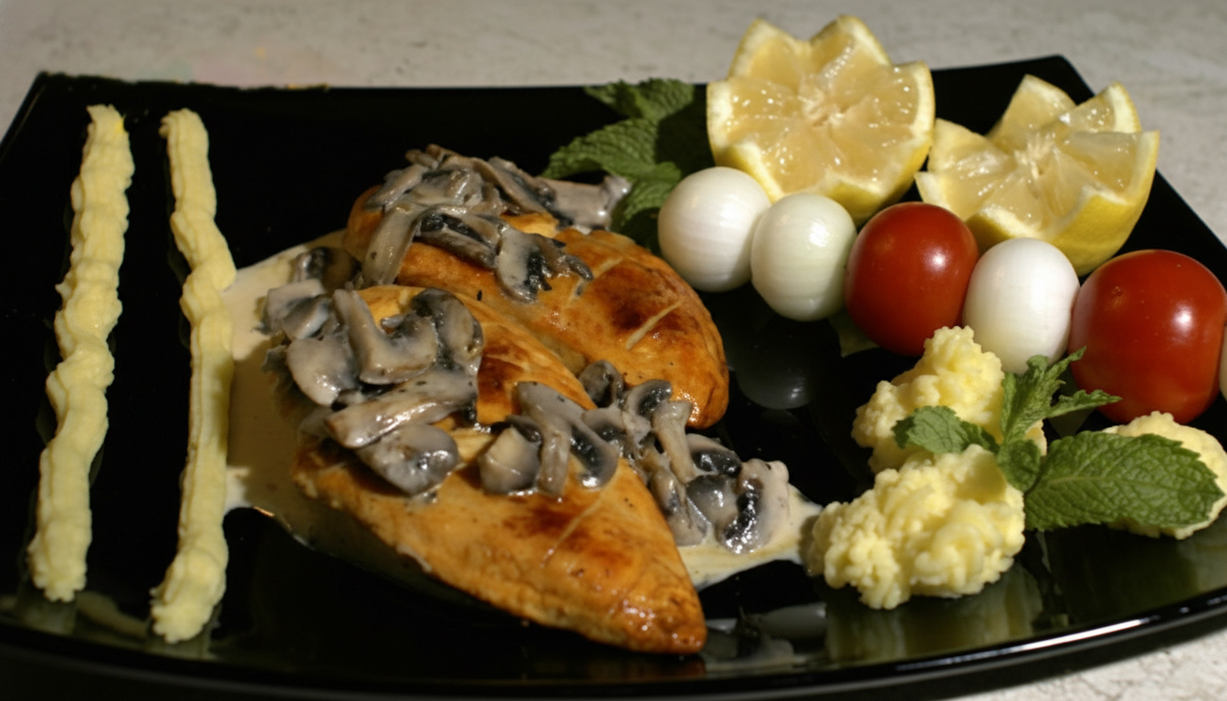 استیک مرغ با سس قارچ