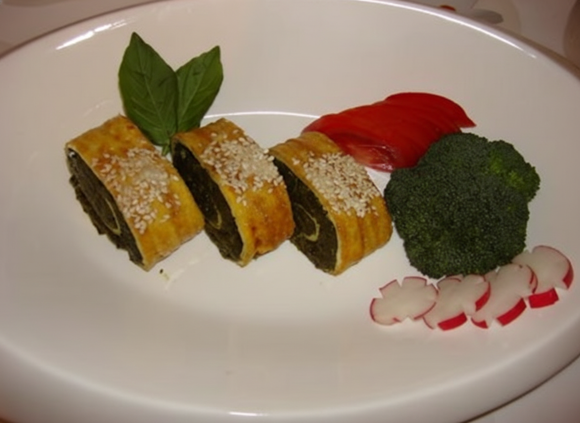 رول اسفناج و تحم مرغ