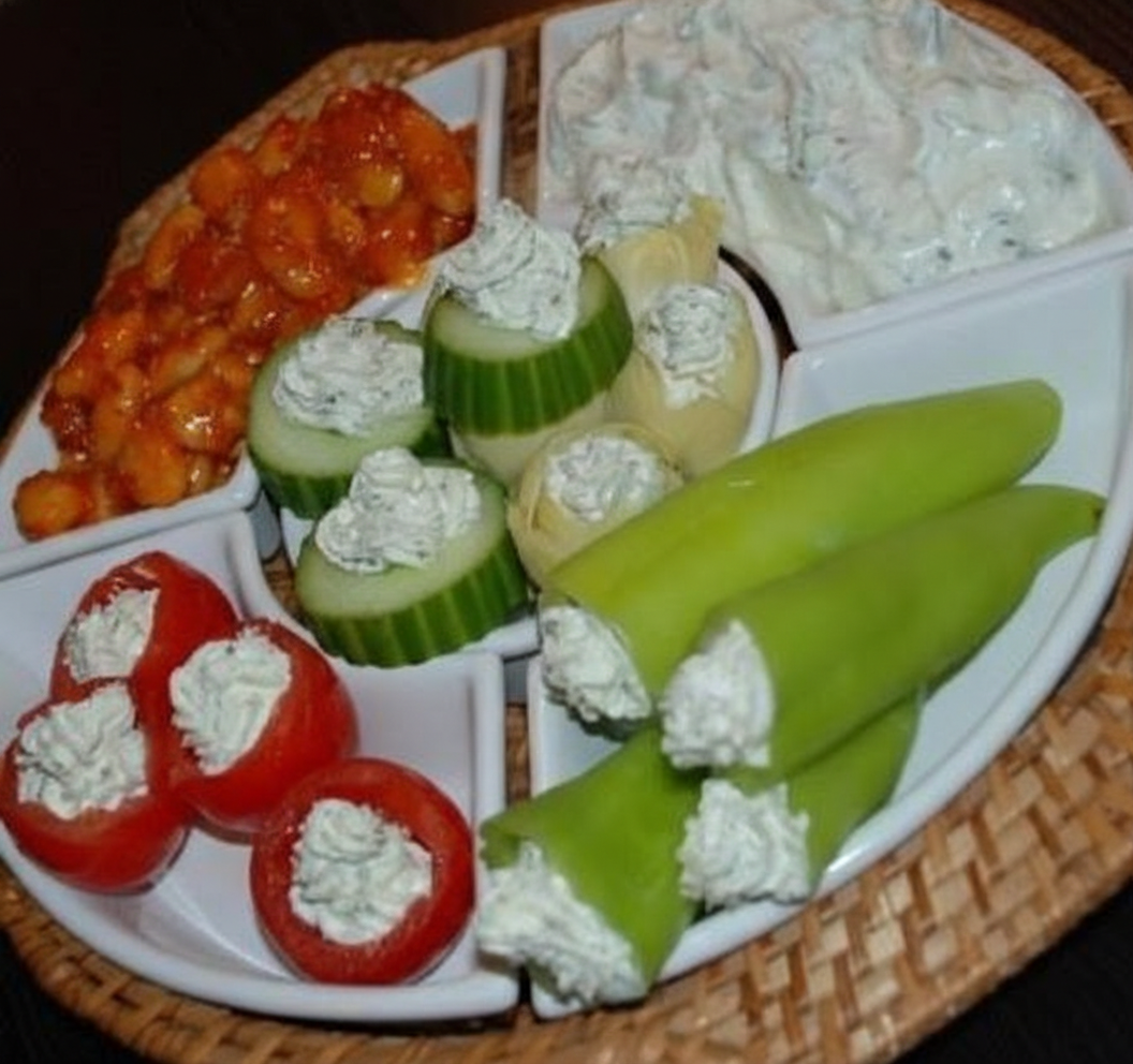 سبزیجات پر شده با پنیر طعم دار