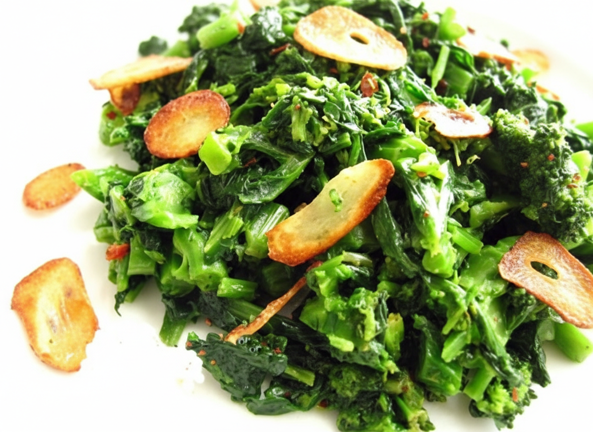 خوراک اسفناج با چیپس سیر